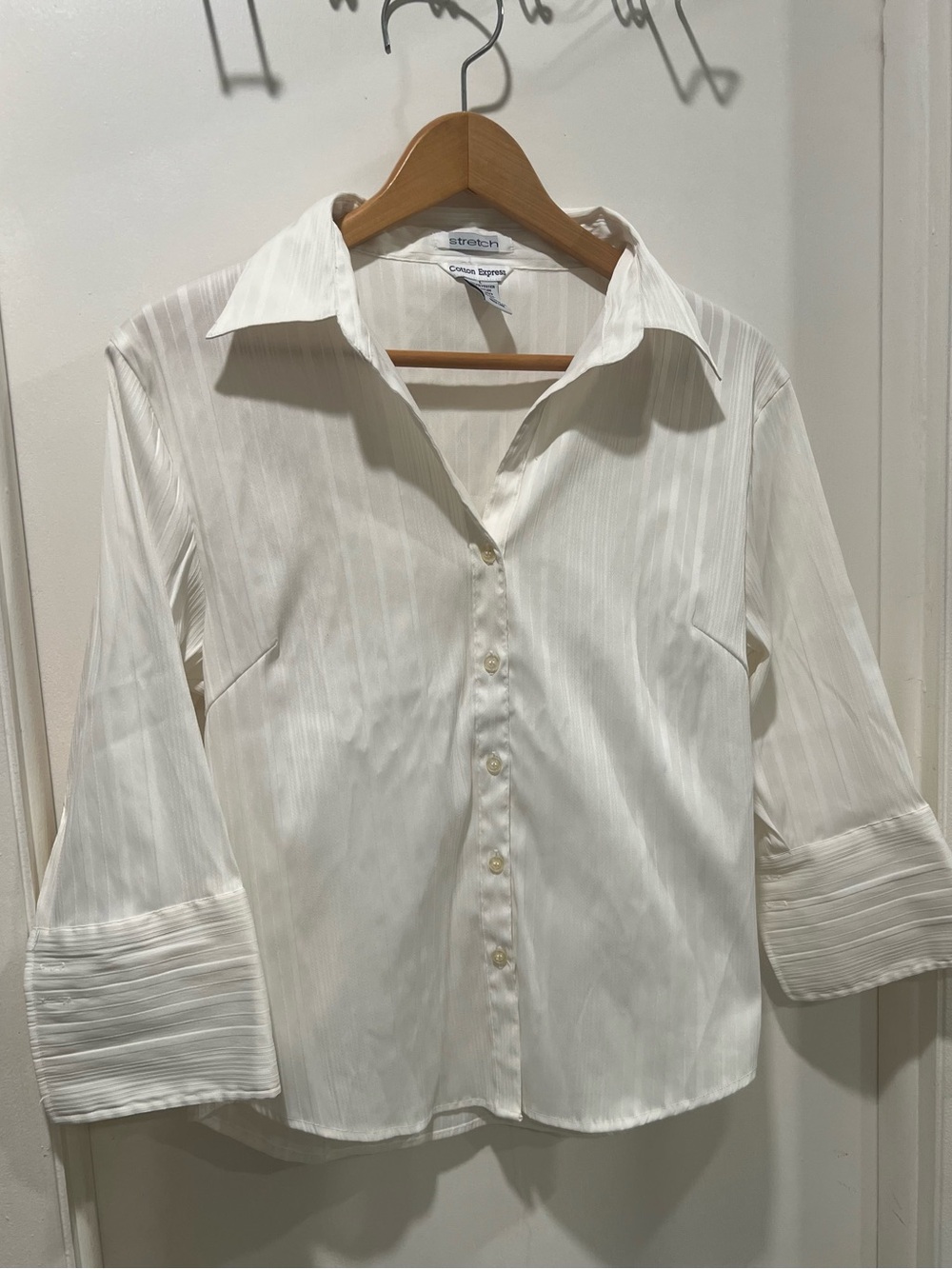 Cotton Express White Button-Front Blouse